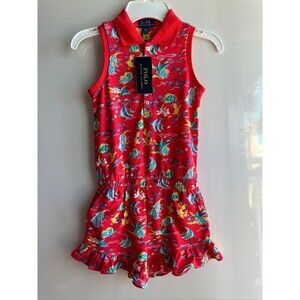 NWT Polo Ralph Lauren GIRLS 5 6 6X 7 ROMPER PRINTED MESH new